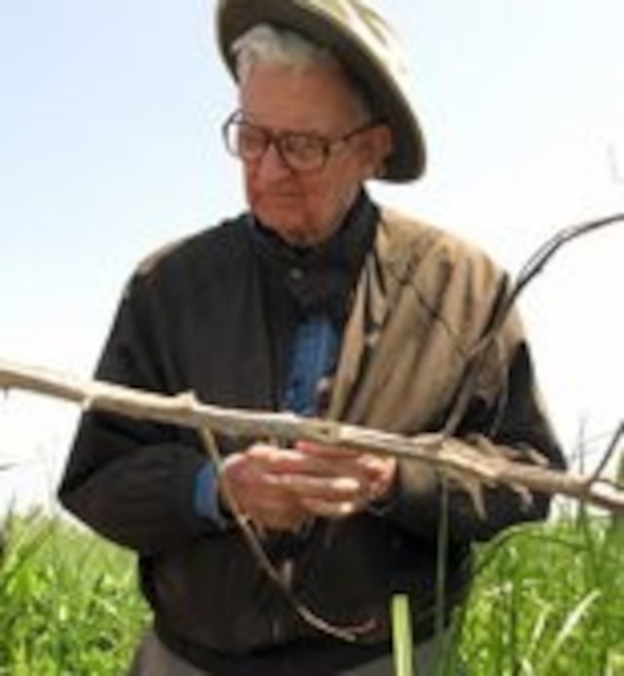 E.O. Wilson examining specimens in the field